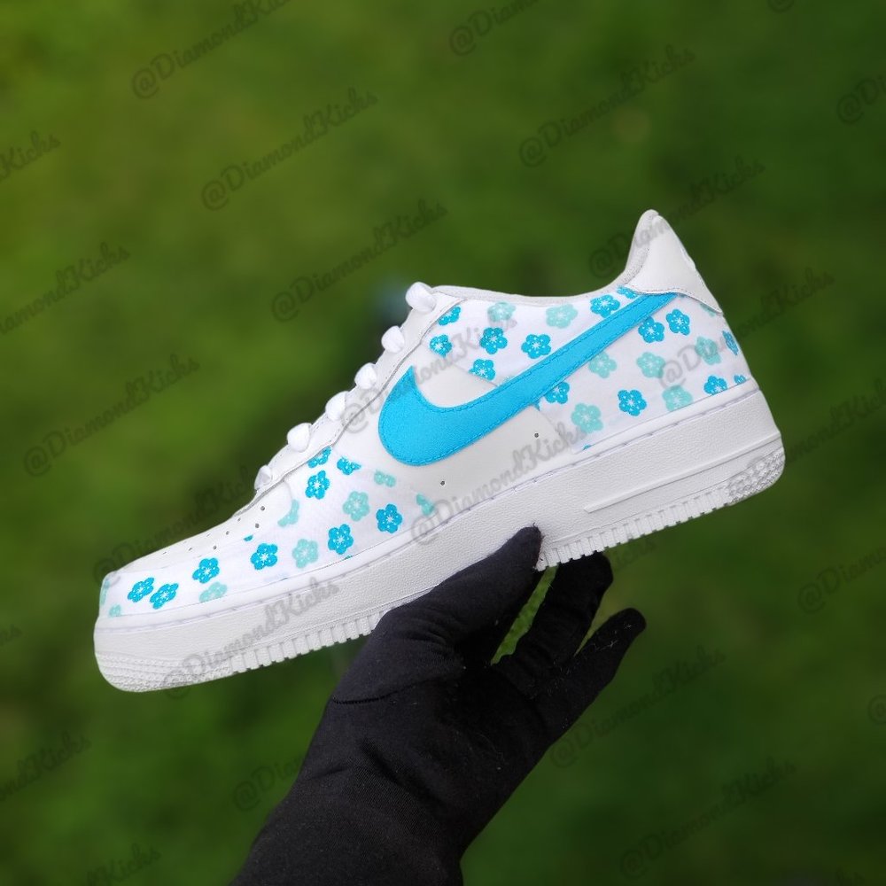 Custom Nike Air Force 1 Retro Floral Blue Mint